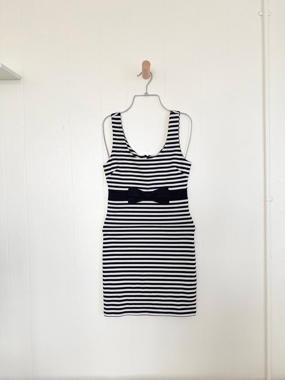 Y2K Vintage Forever 21 Striped Bow Accent Bodycon Tank Dress Small